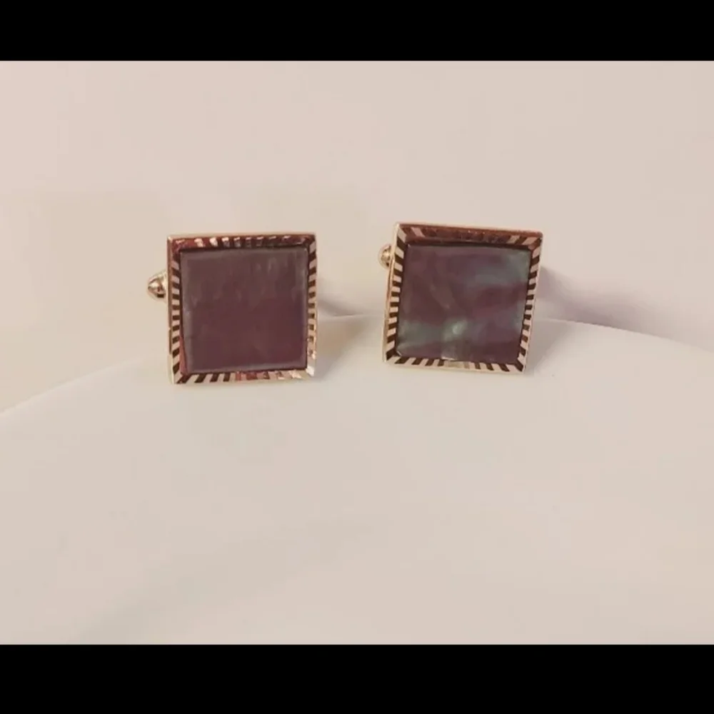 VINTAGE ANSON MOTHER OF PEARL GOLDTONE CUFFLINKS 4TH GEN OWNED EUC LIKE NEW